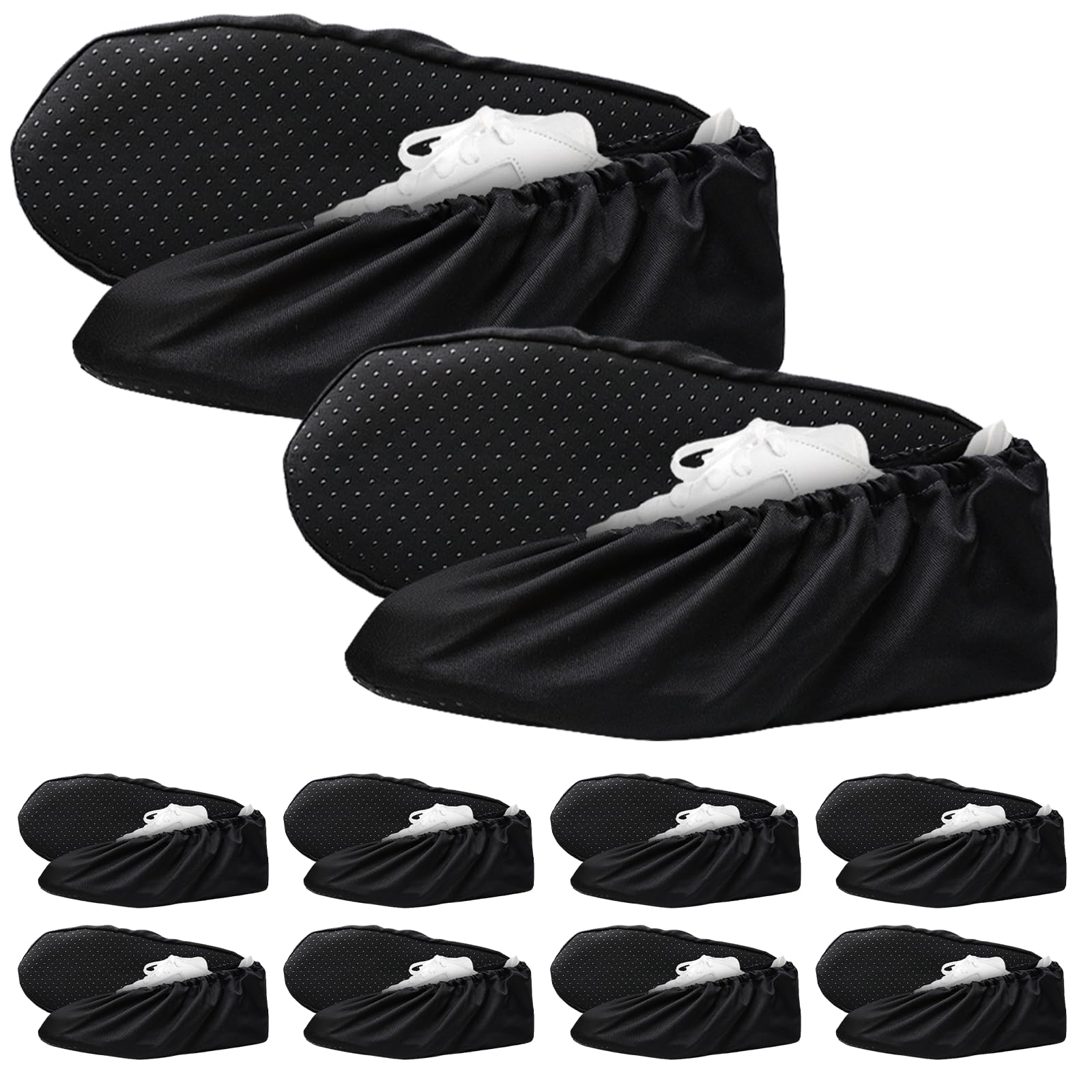 10 Paar Rutschfeste Sohle Überzieher Schuhe: Waschbar Wiederverwendbare Schuhüberzieher, Haushalt Verdickte Staubdichte Indoor Stiefelabdeckungen für Schuhe, Teppich(36-44 Meter Schwarz)