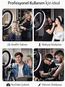 21 İnç (54 CM) Profesyonel Ring Light – 210 CM Ayarlanabilir Tripodlu, 3’lü Telefon Tutuculu, 3 Işık Modlu, Parlaklık Ayarlı, USB Güç Girişli Stüdyo & Canlı Yayın Işığı