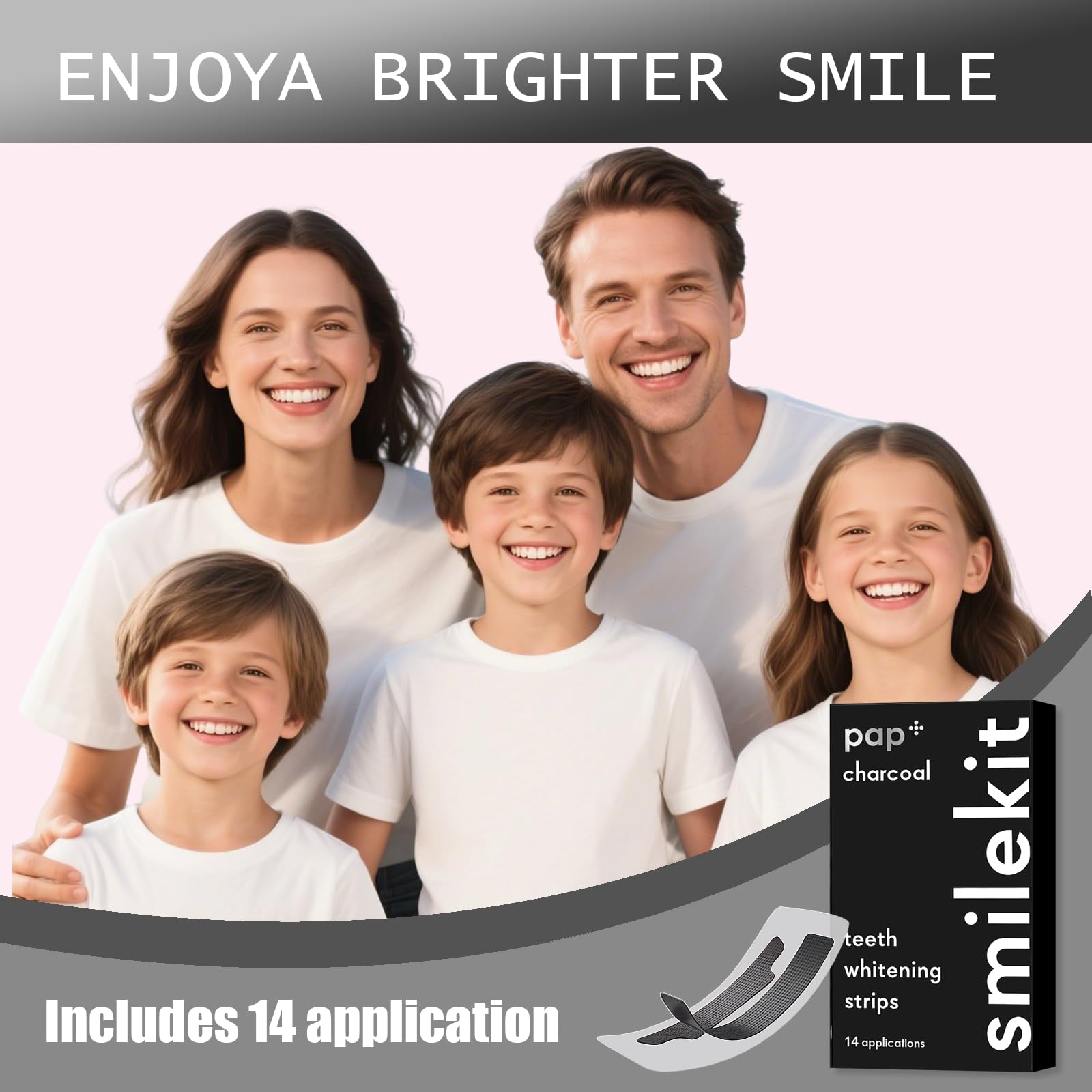 Strisce sbiancanti denti 28 applicazioni,di bambù del carbone di legna sbiancamento dei denti strisce,Sbiancamento Senza Danni,Teeth Whitening Strips, pulizia