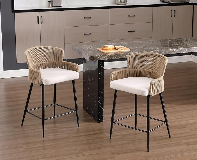 Set de 2 Butacos ROCITY Beige de 26 pulg con Respaldo Tejido miniatura 7
