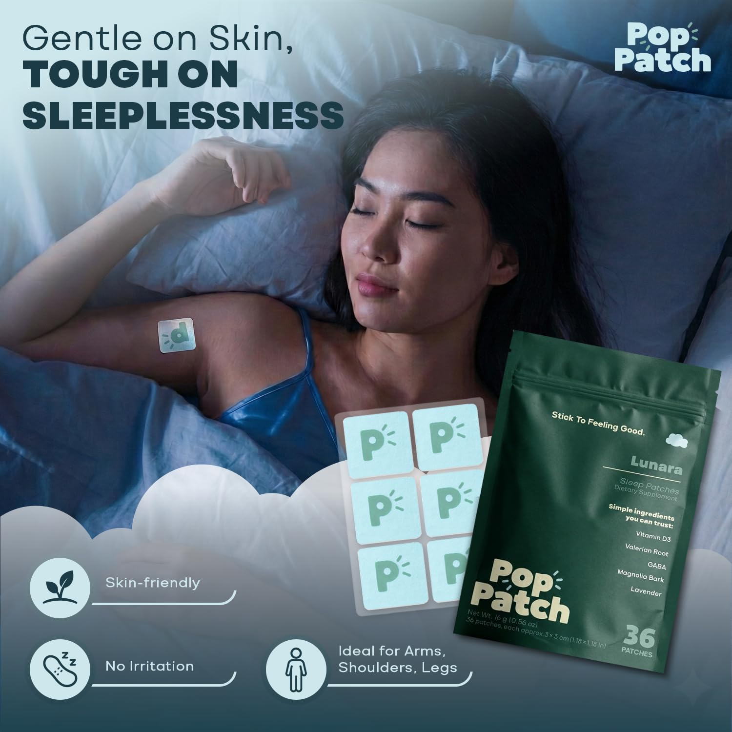 Sleep Patches, Extra Strength for Insomnia Aid (36 Patches) | Easy-to-Apply, Plant-Powered Non-Melatonin Patches with Valerian Root, GABA & Lavender for Deep, Long-Lasting Sleep (1 Pack) — Amazon image 5