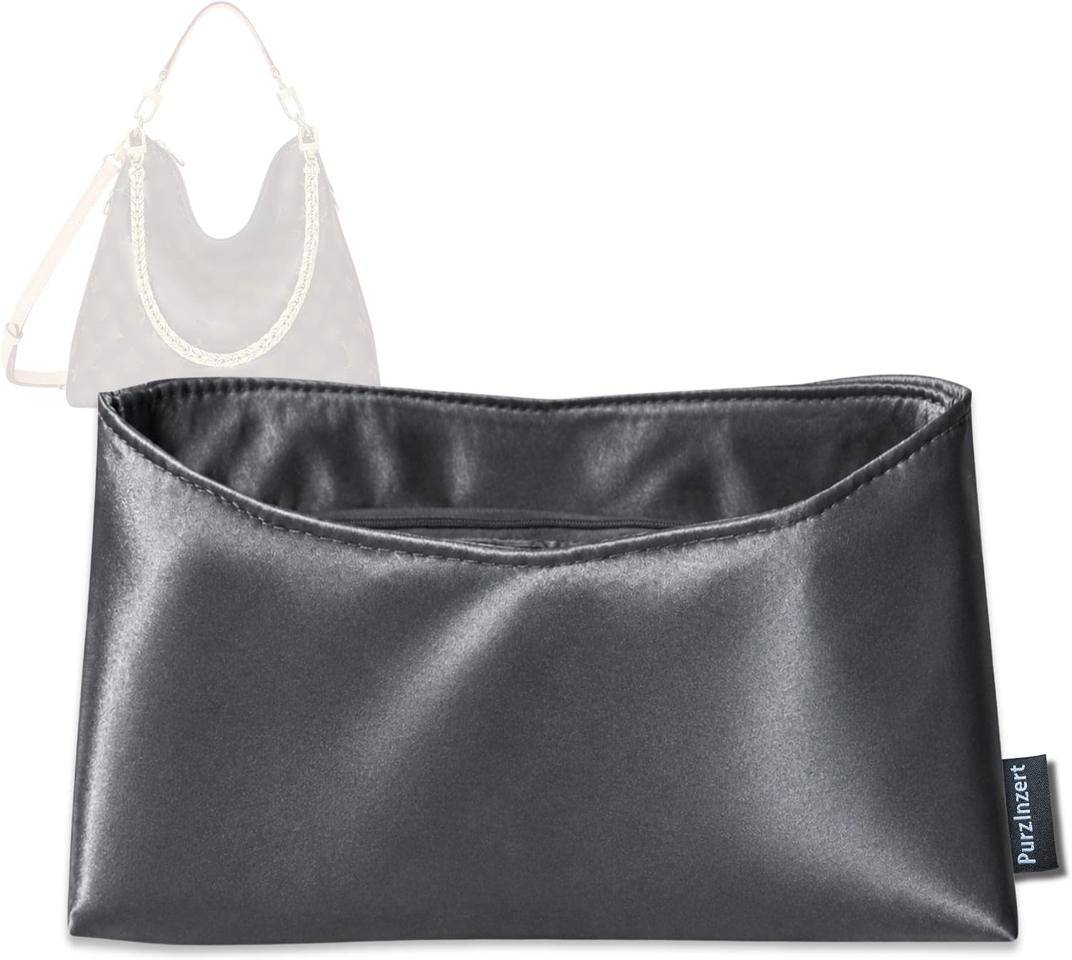 Silk Satin Insert Fit for LV Multipass Handbag, Lightweight Purse Bag Organizer with Zipper Pocket (Espresso)