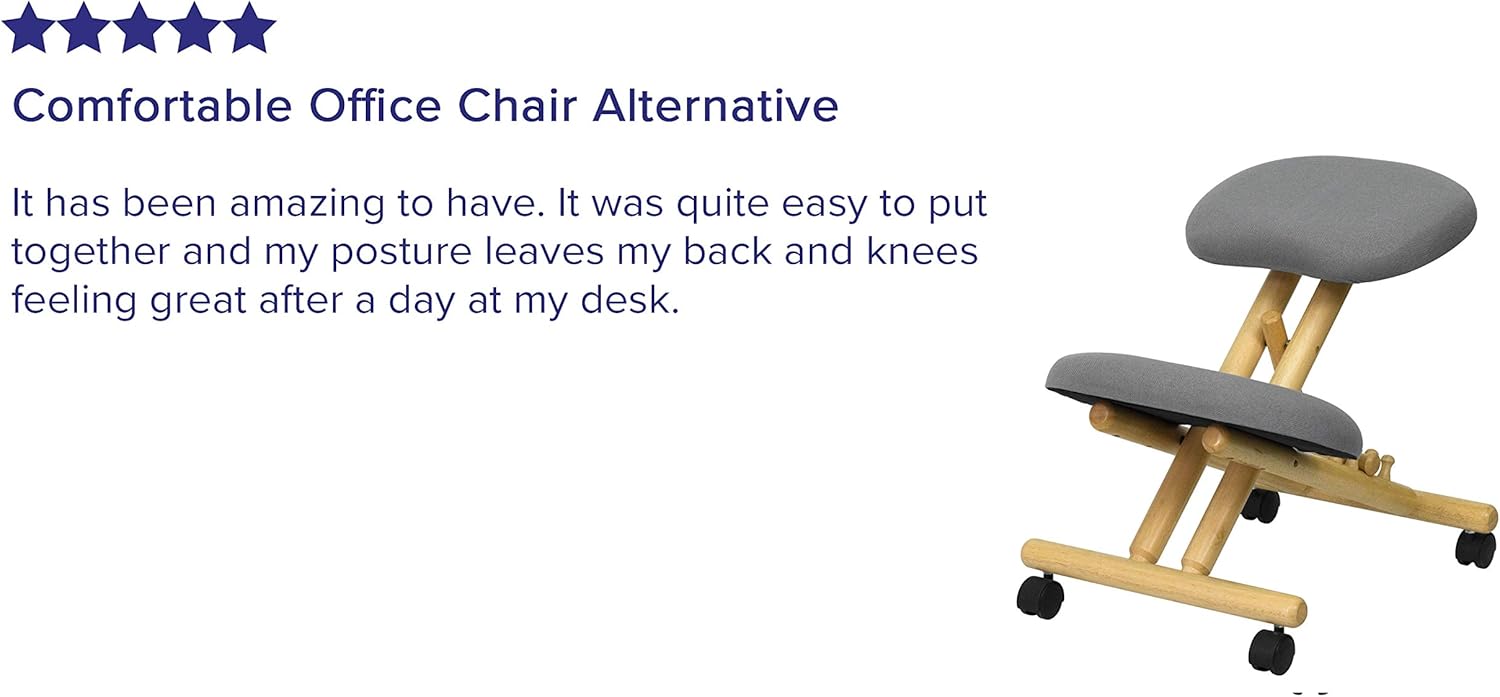 Flash Furniture Mobile Wooden Ergonomic Kneeling Office Chair in Gray Fabric : Home & Kitchen