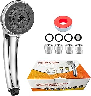 堅塁金物シャワーヘッド マイクロナノバブル技術、節水と増圧機能付き、ソフトパルスで心地よい手持ち式シャワー (シャワー+アダプタ)
