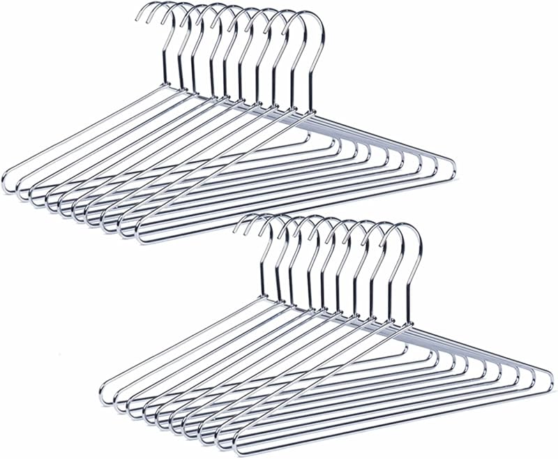 30 Pack Heavy Duty Metal Coat Hangers, Smooth Chrome Hangers | 17" Stainless Steel Shirt Hangers with Smooth Chrome, Silver Metal Wire Hanger for Closet Organization, Suit & Pants