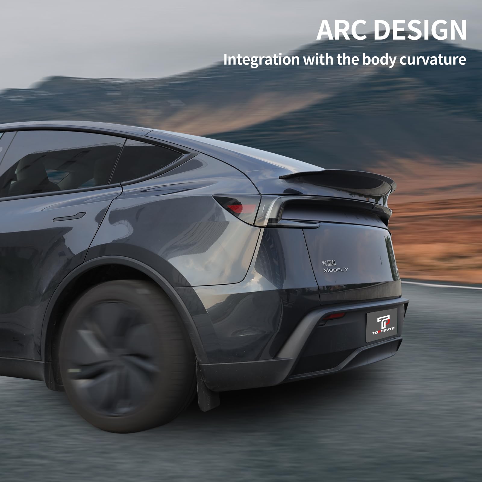 TOPABYTE Spoiler per Tesla Model Y Juniper 2025 2026 Nuova serie di Lancio Accessori Performance Originale Spoiler Posteriore Wing Lip Tail (Fibra di Carbonio Opaca)
