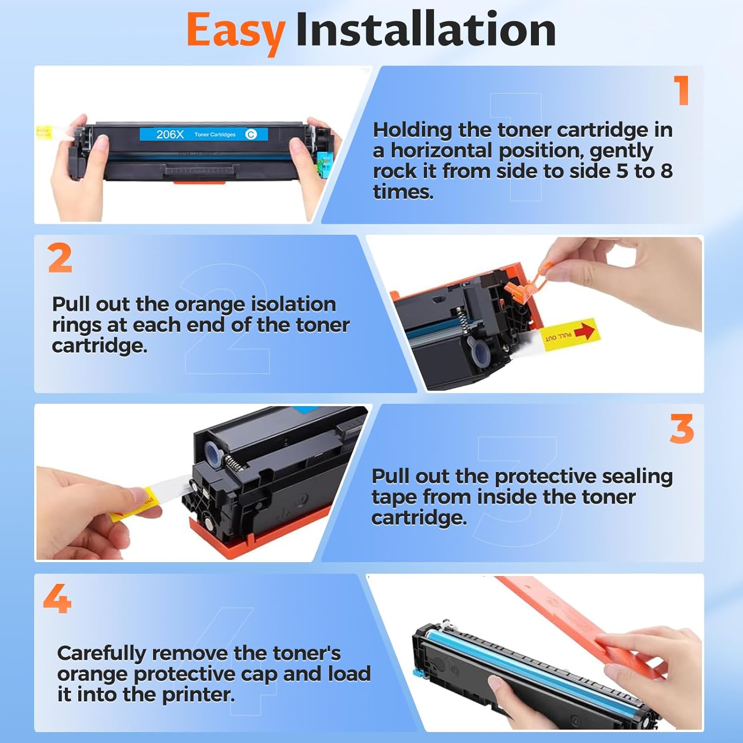 206X Toner Cartridges(with Chip) Pro MFP M283fdw M283cdw Compatible with HP 206X 206A HP206X W2110A Toner Cartridges Set for Color LaserJet Pro MFP M283cdw M283fdw M255dw M255nw Printer(4 Pack)