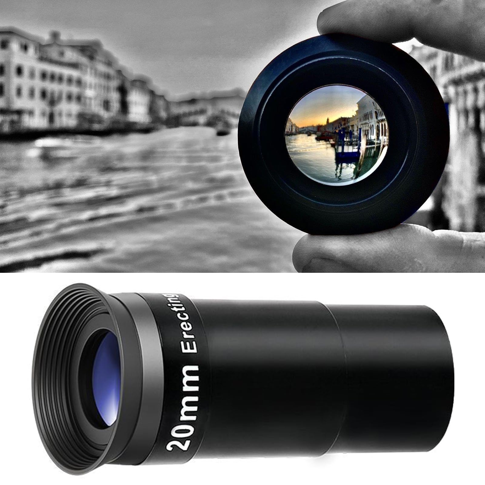 Oculare raddrizzatore da 20 mm con Ampia visuale per telescopi astronomici, vestibilità Comoda da 1,25 Pollici