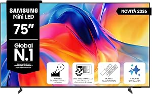 Samsung Smart TV 75″ UE75M72HAUXZT Mini LED 4K, HDR 10+, Motion Xcelerator 50Hz, Dynamic Sound Pack, Gaming Hub, Pure Spectrum Color, Knox Security, Voice Control with AI(VAC), Vision AI, 2026