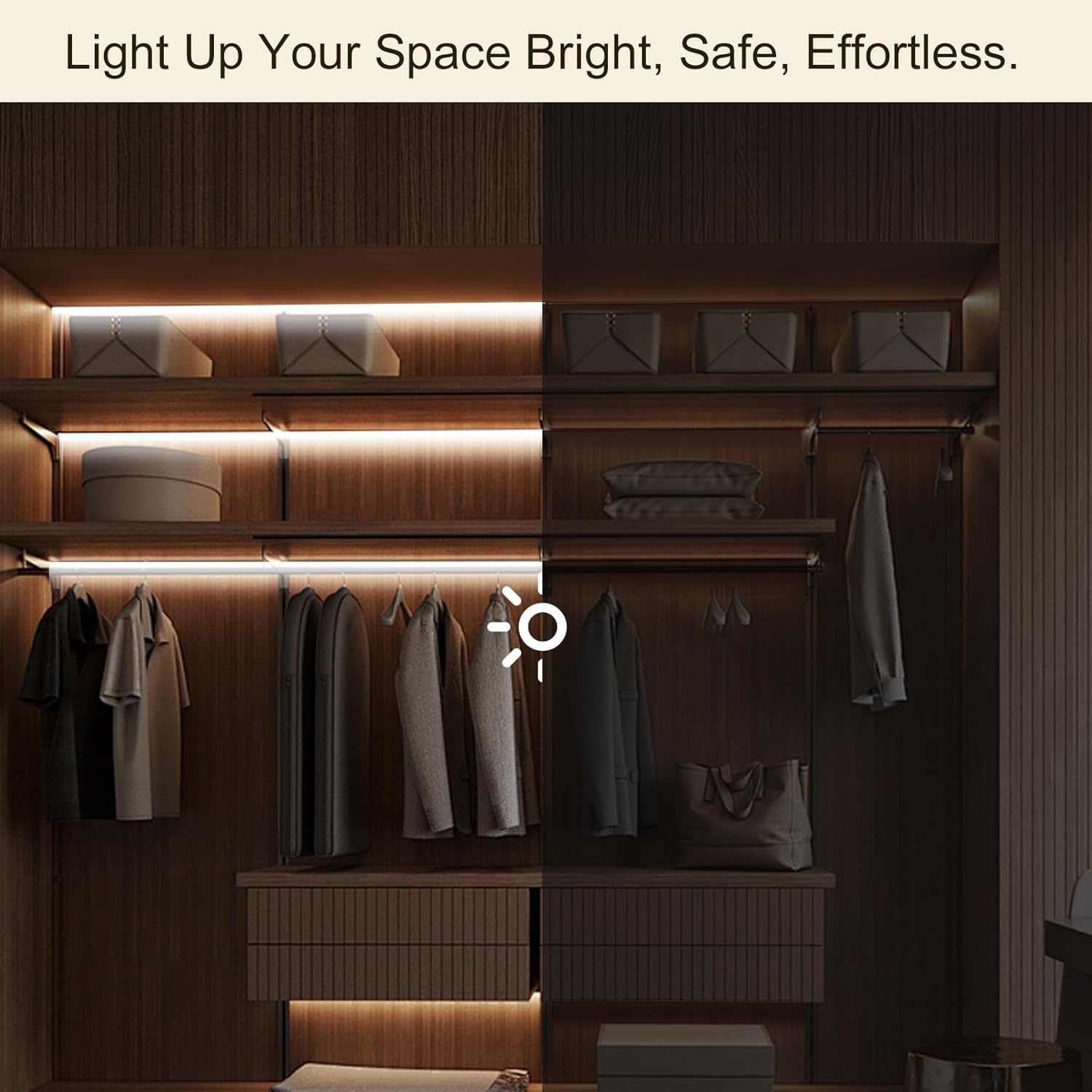 ZSLAIFU Battery Powered LED Strip Lights, 2Pack 3.3FT COB LED Light Strip, Battery Operated LED Lights, White LED Strip Lights Battery Powered for Closet, Cabinet, Shelf, Kitchen, DIY Lighting