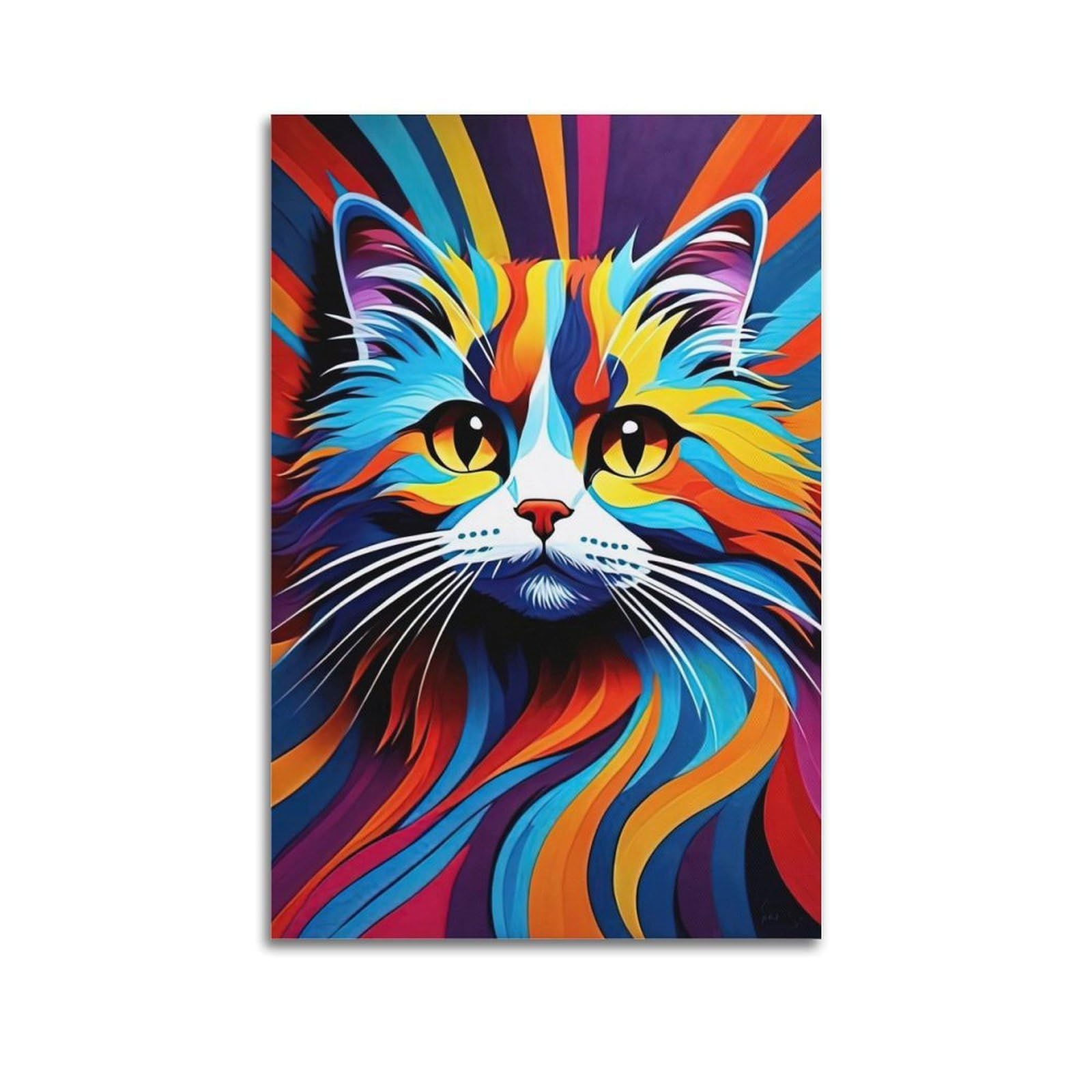 CPGLJD Animal Poster Colourful Kittens Artwork Poster Decorative Painting Canvas Wall Posters And Art Picture Print Modern Family Bedroom Decor Posters 20x30inch(50x75cm)