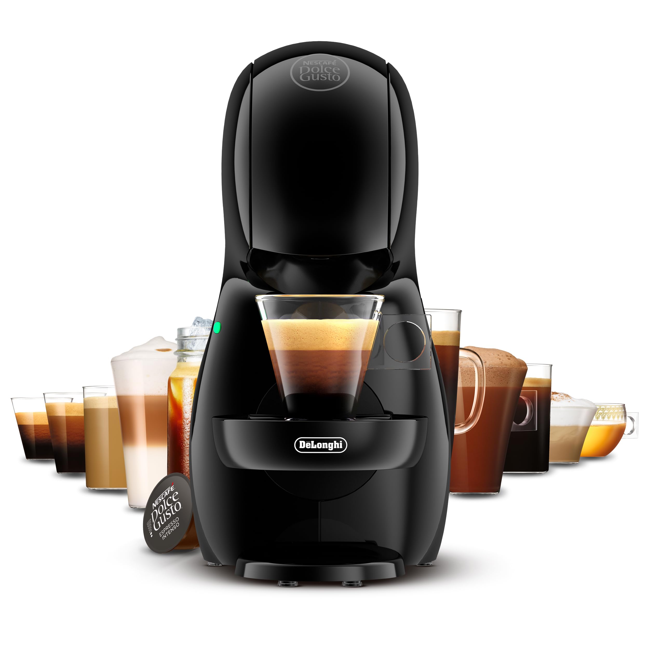 De'Longhi Nescafé Dolce Gusto Piccolo XS EDG210.AB, Cafetera de Cápsulas con Diseño Compacto, Apagado Automático, Bebidas Frías y Calientes, 15 Bares de Presión, Negro