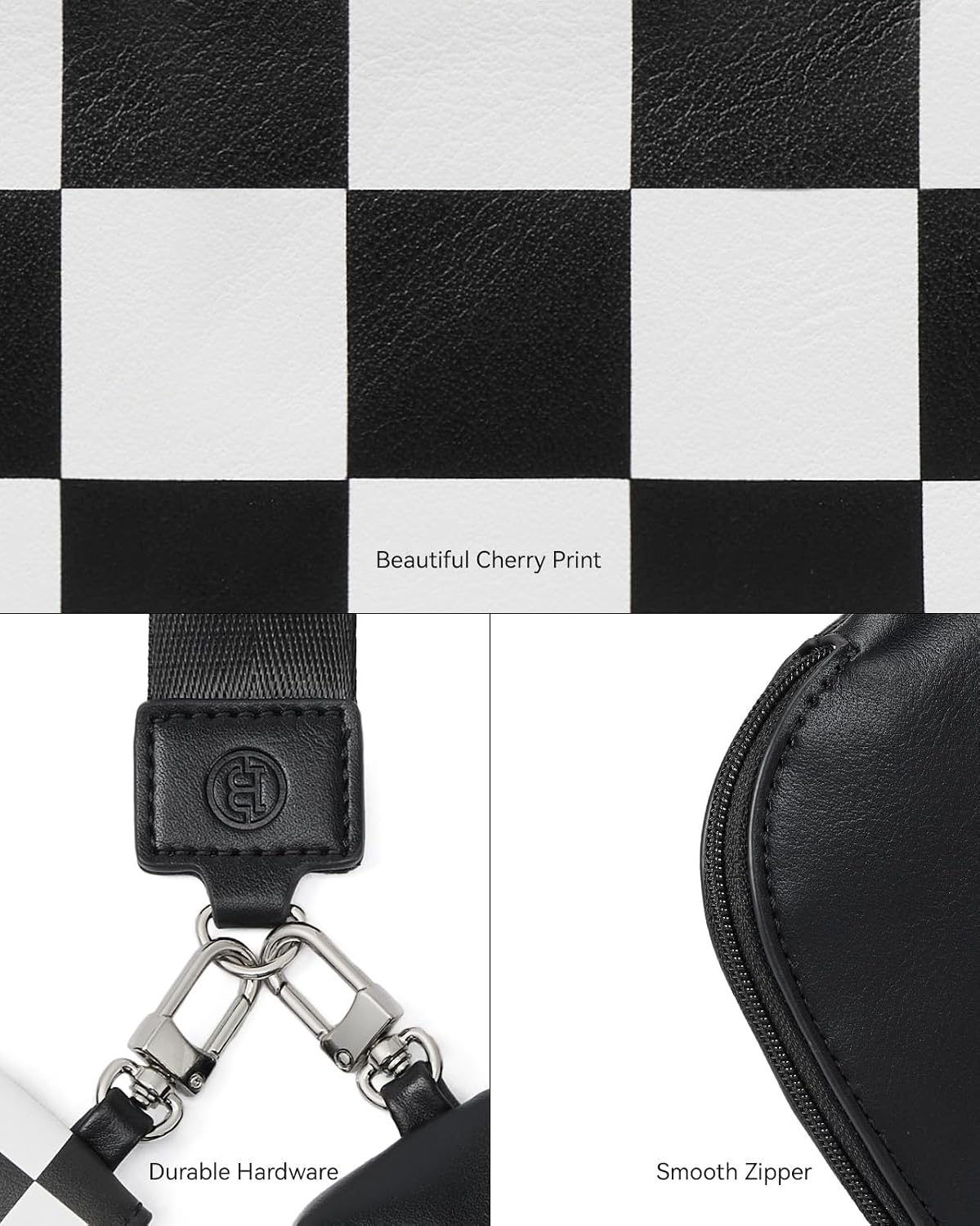 BOSTANTEN Small Wallet Checkered, Wristlet Wallets for Women RFID Detachable Dual Pouch Keychain Wristlet Wallet Cute Coin Purse, Black and White