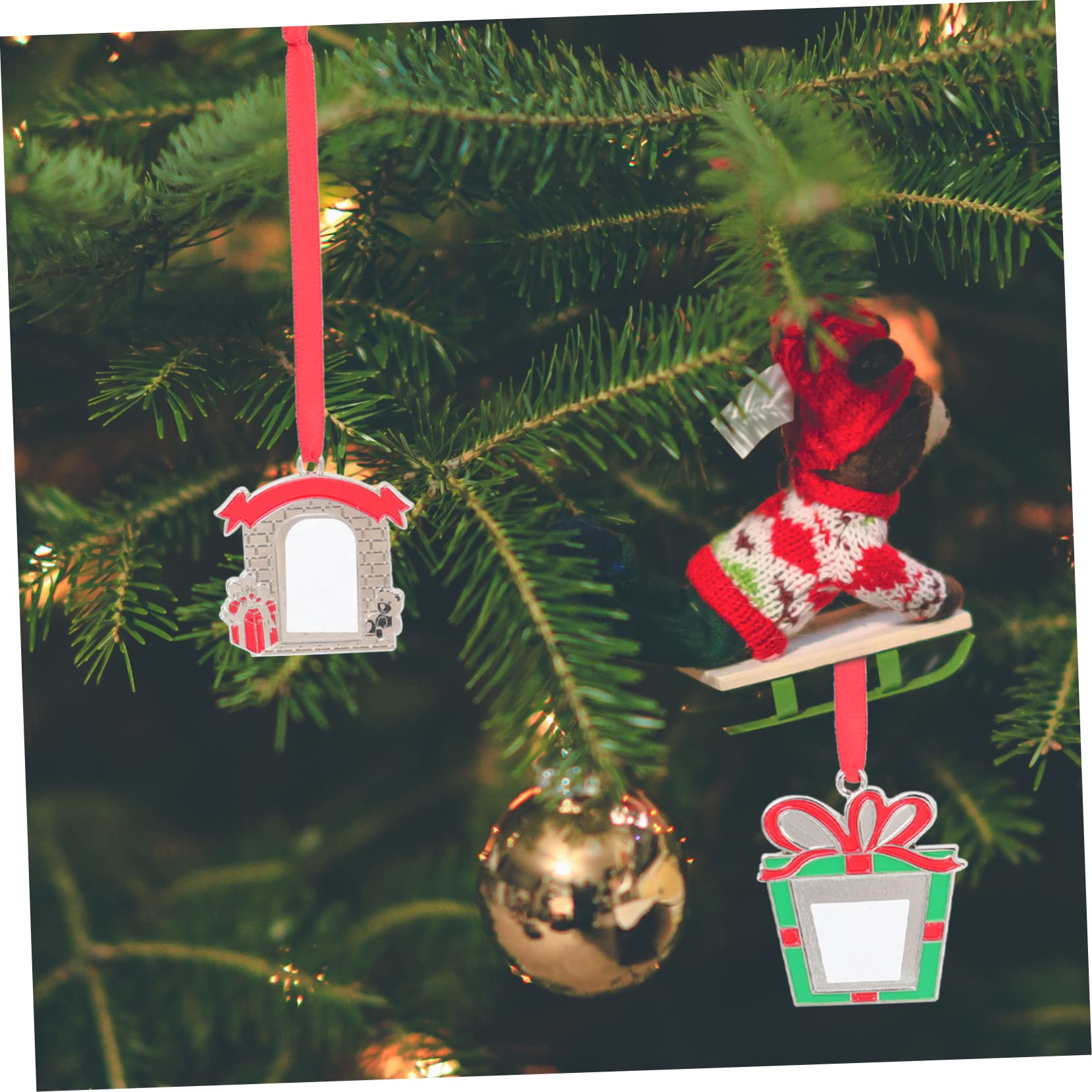 Zerodeko 4 Sätze Christbaumschmuck Weihnachtsdeko Personalisiert Geschenkanhänger Weihnachten Sublimationsverzierungsrohlinge Sublimationsanhänger Legierung 4 Stücke * 4