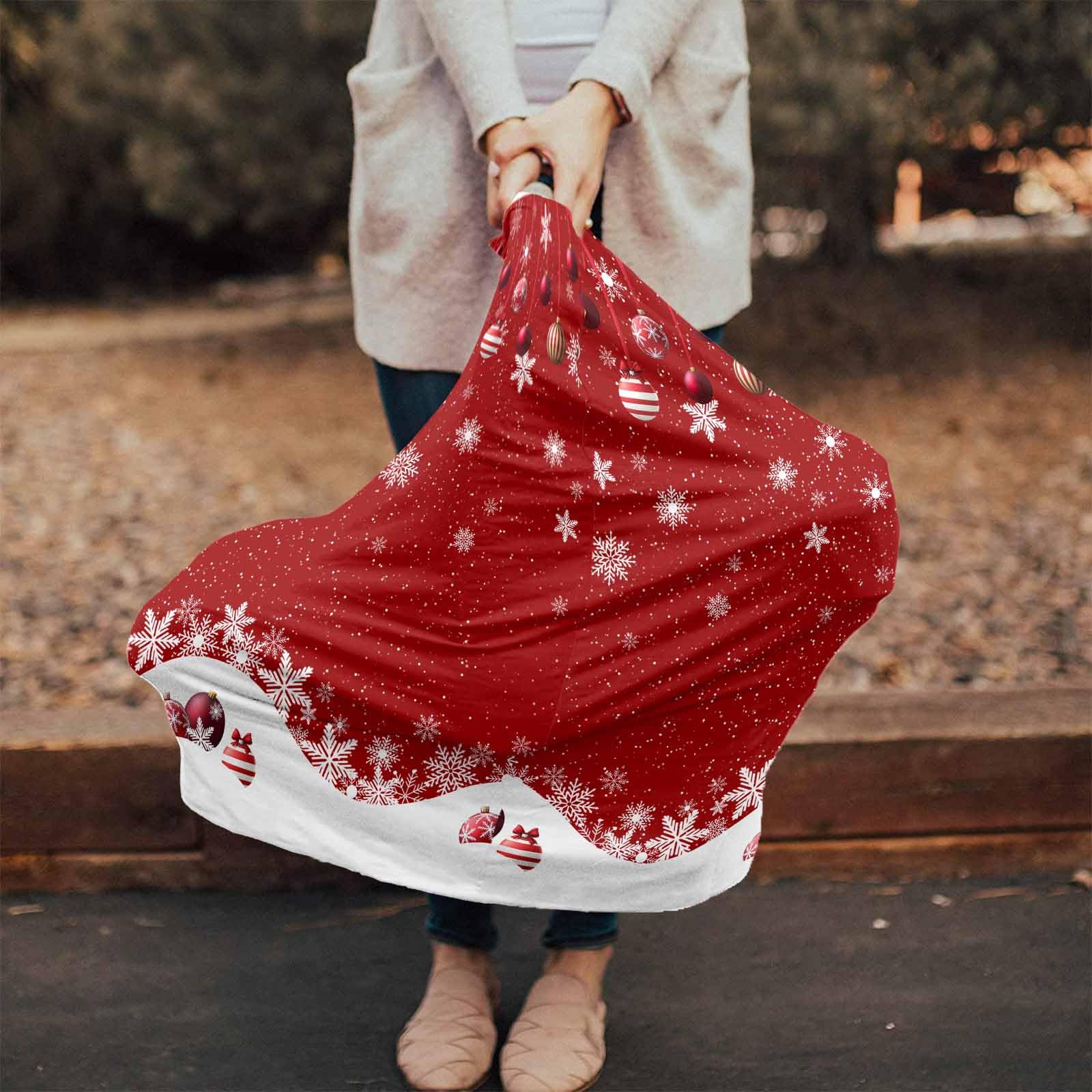 Nursing Cover for Breastfeeding Scarf, Various Christmas Ornaments Snowflakes Waves Red Baby Car Covers Super Soft Multi Use for Canopy Shopping Cart Cover Blanket Stroller Cover
