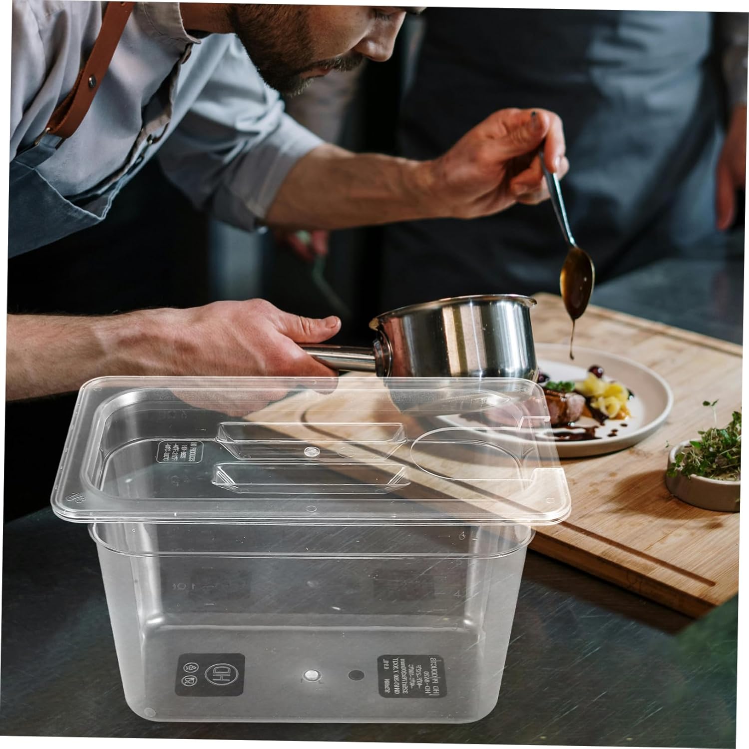 VOSAREA Kitchen Slow Cooker Container Small Sous Vide Containers Food Box Lid Sous-vide Box