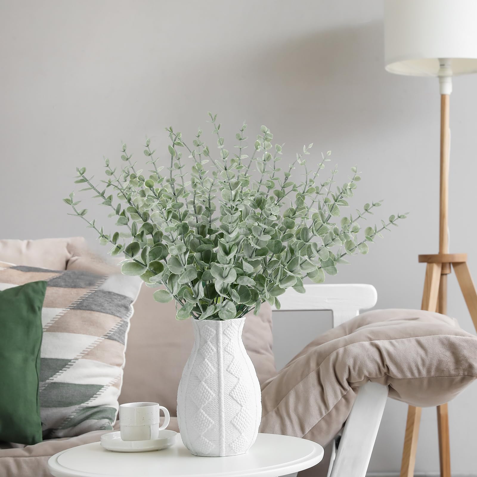 Lot de 100 tiges d'eucalyptus artificielles pour décoration de Mariage, Centre de Table, Bouquet de Fleurs, décoration d'intérieur (Vert Clair)