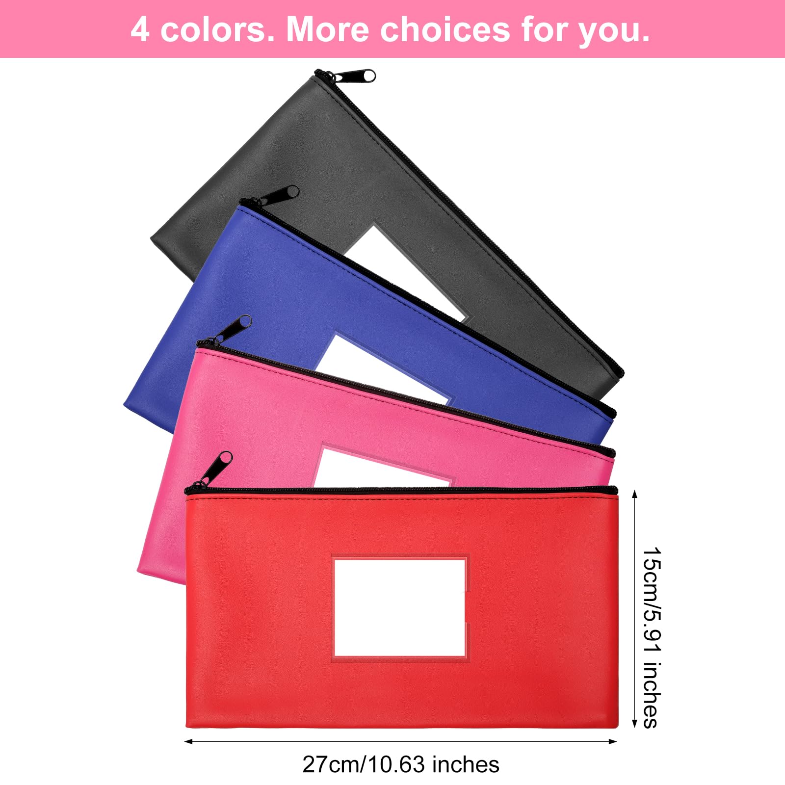 Bolsa para Guardar Dinero con Cremallera 28x16cm PU Cuero Impermeable para Billetes y Pasaportes