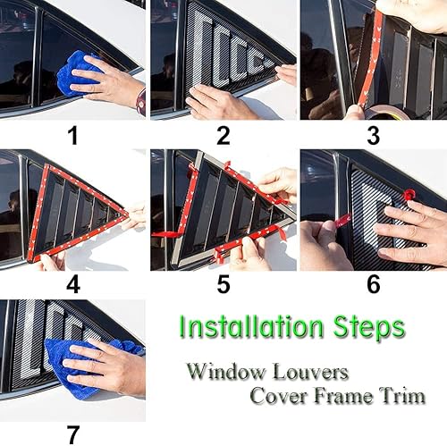 Miniatura 7 de BOYOUS 2 rejillas de ventana laterales traseras de ABS estilo carreras, persianas de ventilación de aire, accesorios de decoración exterior para