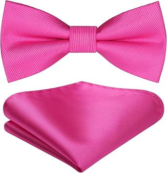 Enlision Bow Ties for Boys Pre Tied Toddler Bow Tie Adjustable Silk Kids Bowtie with Pocket Square Set For Wedding Party
