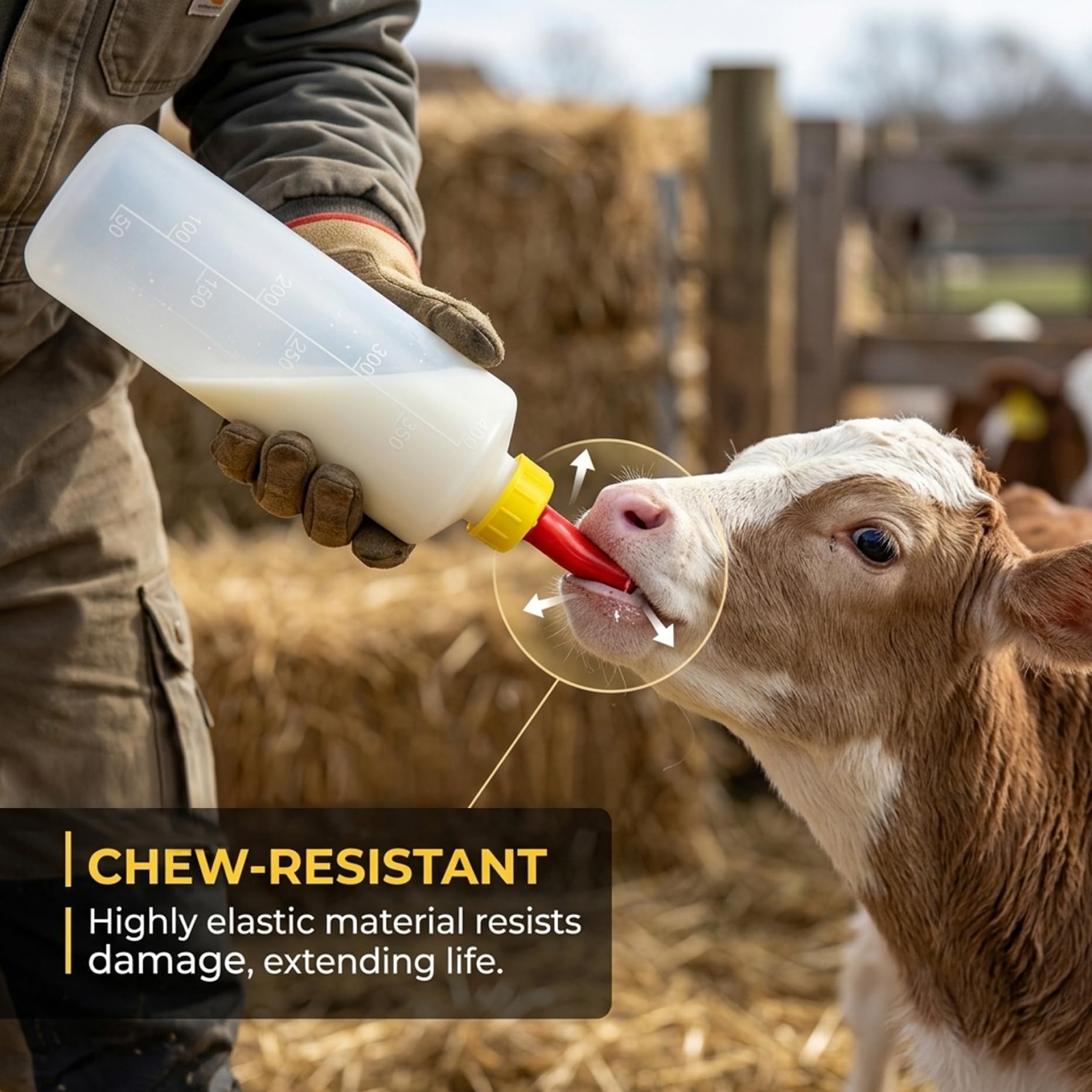 Goat Feeder Lot de 10 biberons pour chèvre 400 ML, biberon avec tétine résistante aux morsures et Marques de Mesure claires pour agneaux, Chiots, biberon d'alimentation du bétail