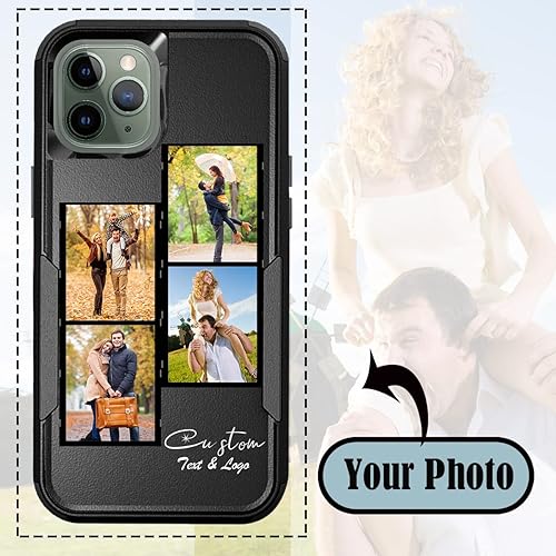 Vista 55 de Funda de fotos personalizada para Apple iPhone 11 Pro Max, patrón de collage a cuadros, personalizado para hacer imágenes en gruesa 3 híbrida Rosa