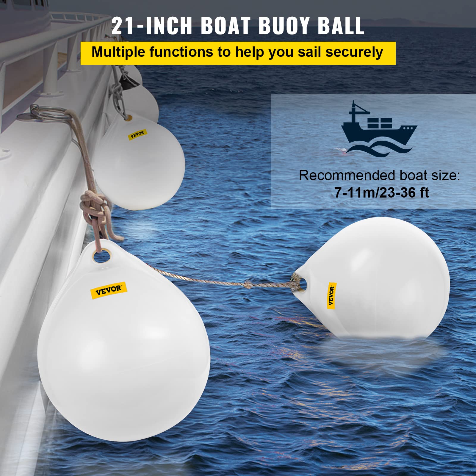 Marine Grade PVC Marker Buoy - 12 Inch Inflatable Boat Buoy, Heavy Duty, UV Resistant, With Pump - For Mooring, Anchoring, Fishing