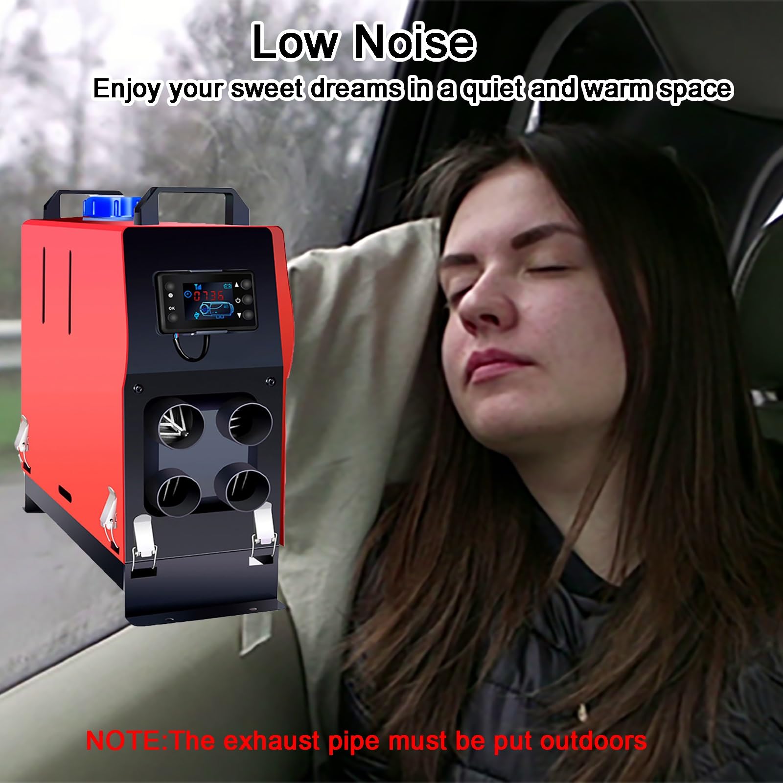 5KW 12V/24V Nagrzewnica powietrza Diesel Zestaw ogrzewania pojazdu LCD 4 otwory Ogrzewanie postojowe Szybkie ogrzewanie z inteligentnym wyświetlaczem LCD, 5L zbiornik paliwa, do samochodów kempingow
