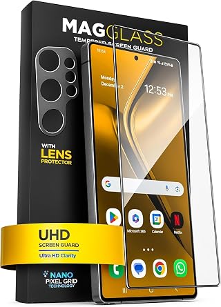 Screen Protector for Samsung Galaxy S25 Ultra [Auto-Align] Tempered Glass with Easy-Install Alignment Guide Applicator Tool Fingerprint Compatible