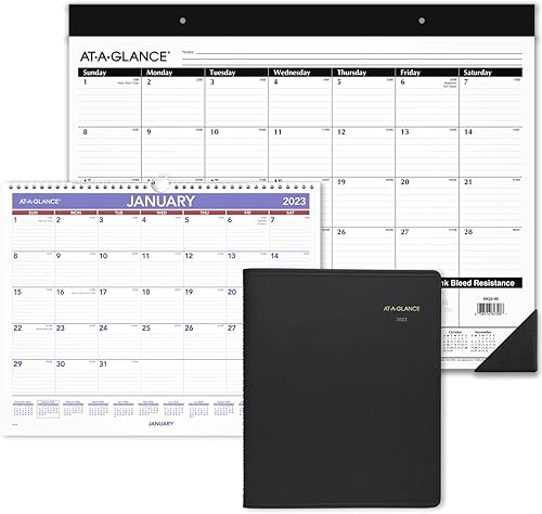 Miniatura 8 de AT-A-GLANCE Agenda diaria 2023, DayMinder, 5 x 8 pulgadas, pequeña, programación abierta, piel sintética, negro (SK4600)