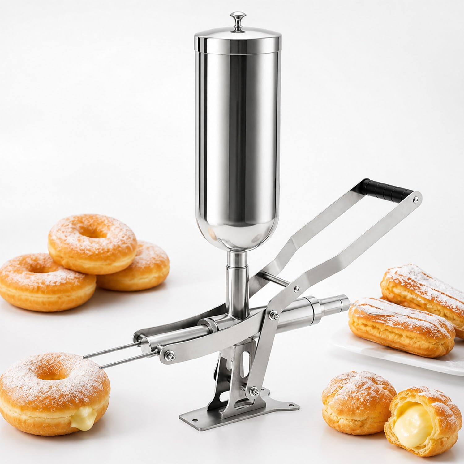 Manual Donut Filler, 5l Churro Machine, Donut Filler Injector, With 3 Short Nozzles and 1 Long Nozzle, Adjustable Filling Amount, Filling Accuracy ±1g, For Bakeries, Donut Shops, Restaurants