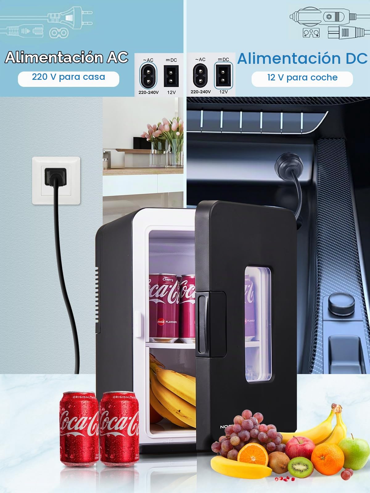 NORTHCLAN Mini Frigorífico para Habitación 15L/21 Latas, Refrigerador Eléctrico con Modo Silencioso ECO para Dormitorio/Coche