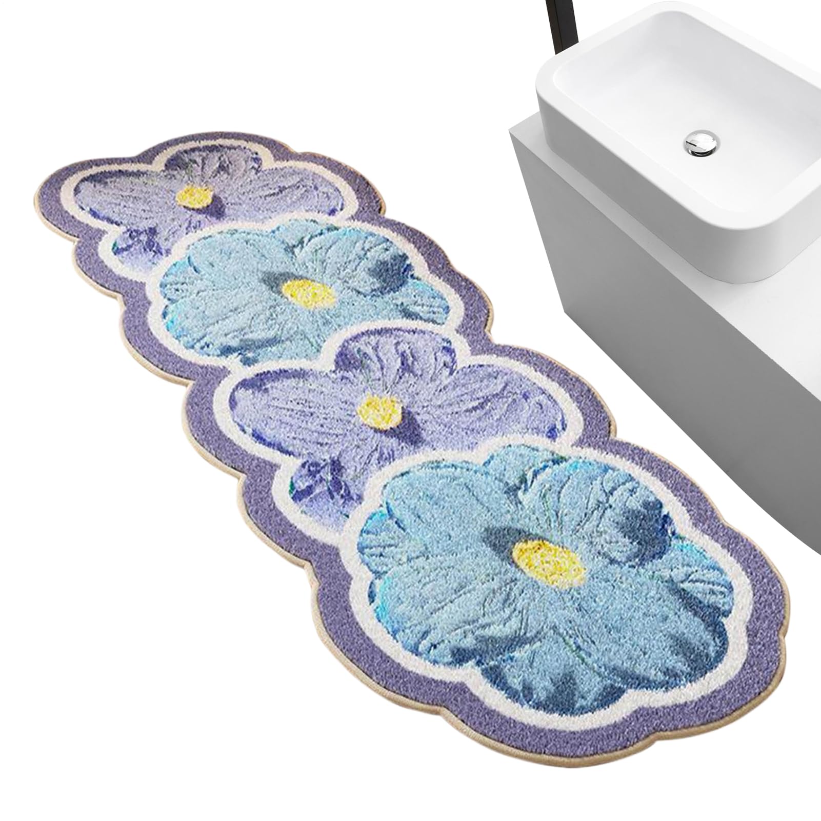 Alfombrillas absorbentes de baño con base antideslizante de flores