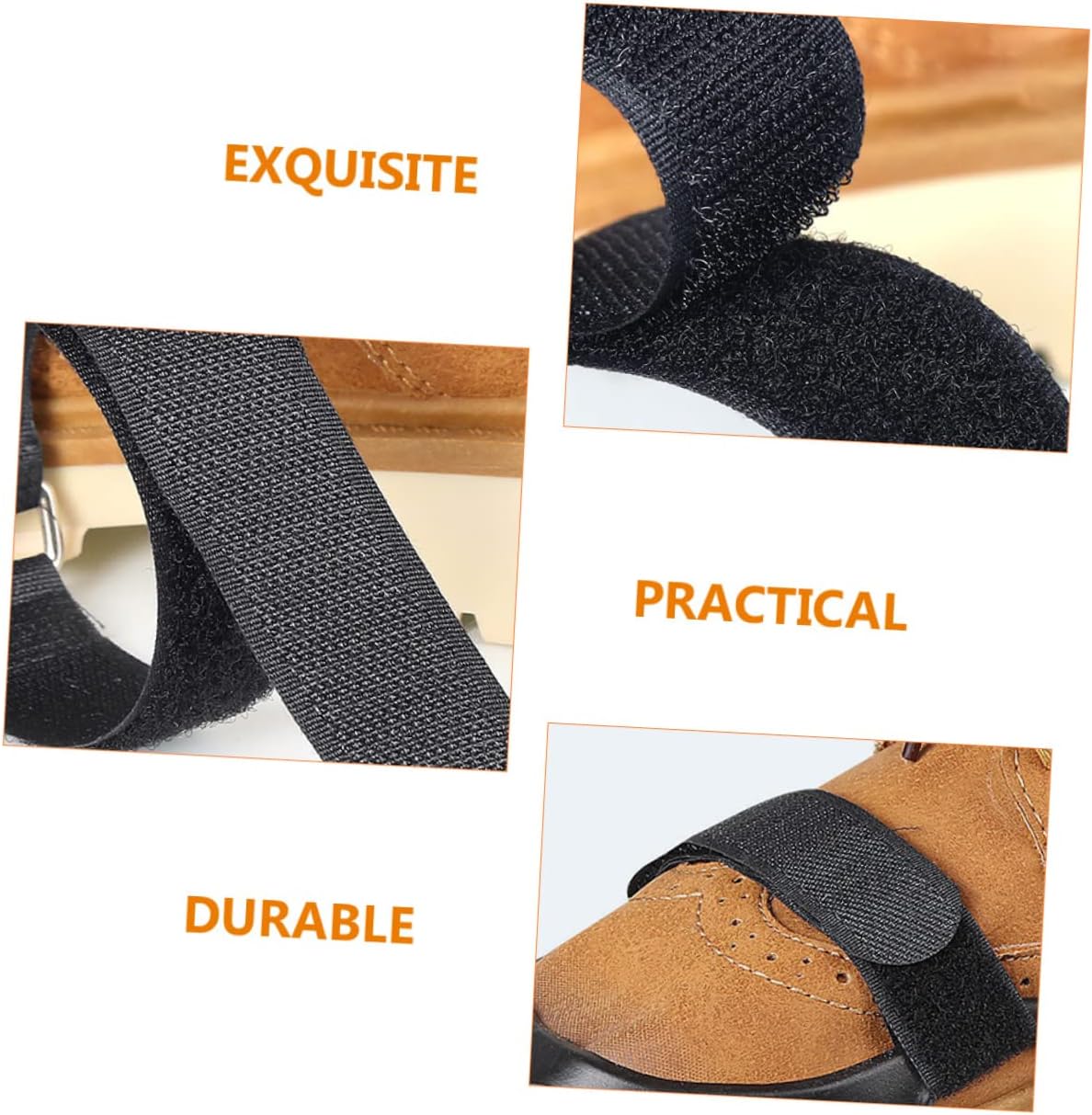 4Pcs Adjustable Ice Grippers Shoe Bandages with Nylon Straps for Snow Traction Lightweight Climbing Crampons Slip Binding for Hiking Running Winter Outdoor Activities