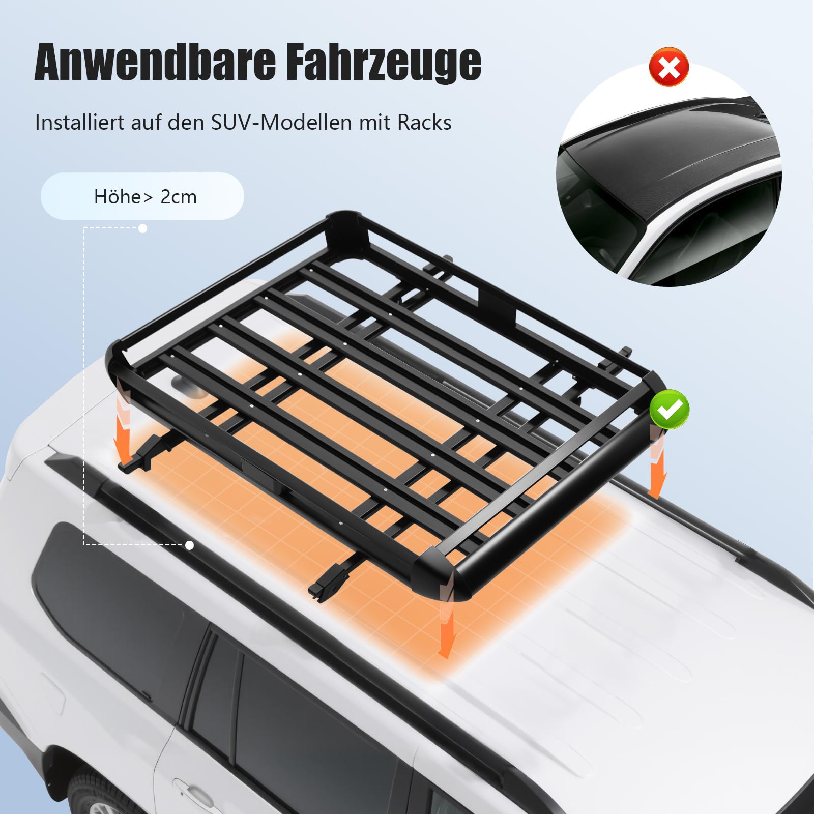 Portaequipajes universal para coche, cesta de techo de aluminio, capacidad de carga de 150 kg, color negro, ancho ajustable para modelos SUV. Barras de techo de 140 cm. Portaequipajes para