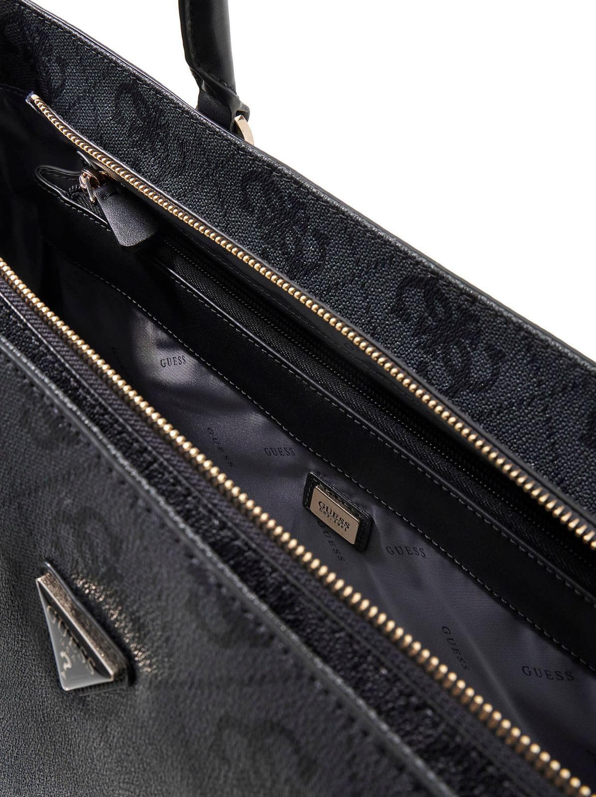 GUESS borsa da viaggio borsa a tracolla con scomparto per laptop Zip Bottom Tote Coal Logo grigio scuro