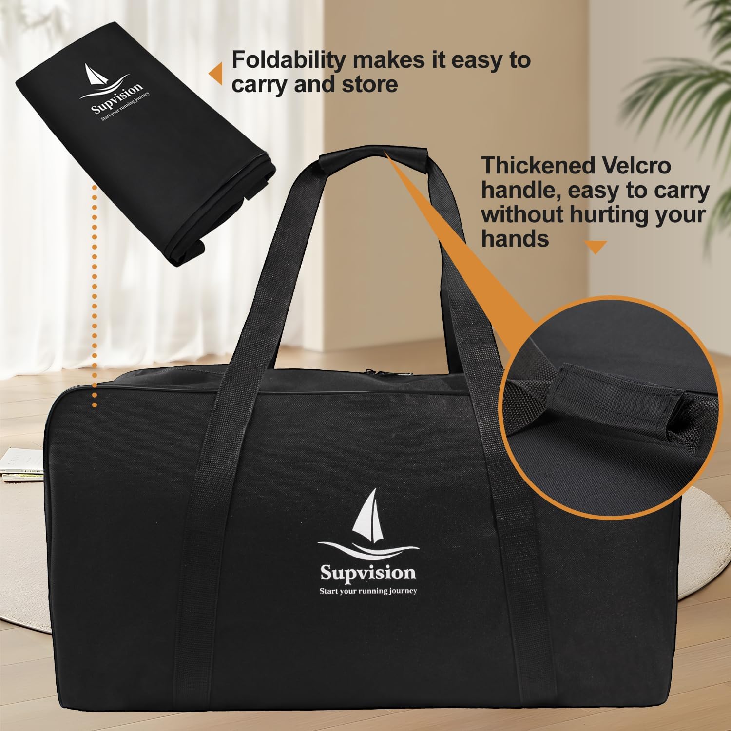 54L 14.2Gallons Foldable Duffle Cloth Bag Travel DuffelTote Bags Durable Luggage GymBag with Zippers and Handles for Camping and Traveling 23.6x11.8x11.8in - Image 5