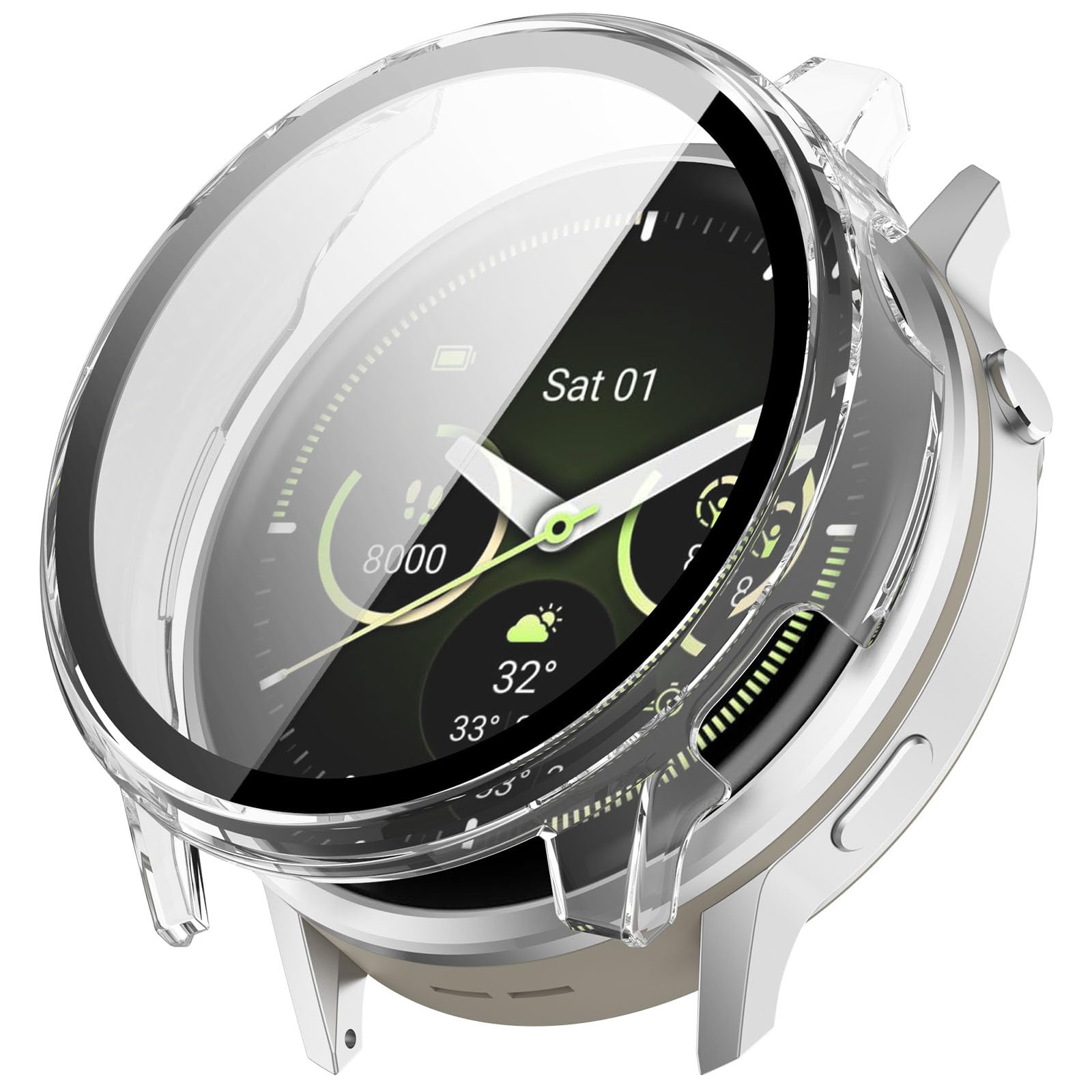 Etui kompatybilne z Garmin Venu 4 z osłoną ekranu, matowa obudowa ze szkła hartowanego PC, pełna osłona na cały korpus dla Venu 4 45mm/41mm (Przezroczysty, 41mm)