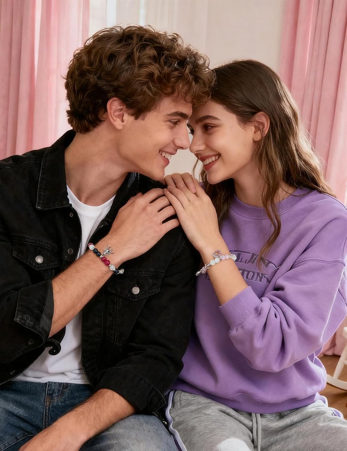 Matching Bracelets for Couples Kitty Spider Friendship Bracelets Sister Bestie Bf Gf Valentine's Day Birthday Christmas Matching Heart Charm Bracelets Jewelry Gifts - Image 6