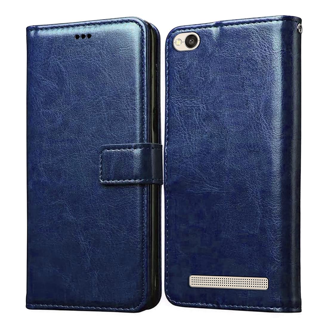 Casotec Flip Cover for Mi Redmi 4A | Premium Leather Finish | Inbuilt Pockets & Stand | Flip Case for Mi Redmi 4A (Blue) (B09SCMBXQ2) Amazon Price History, Amazon Price Tracker