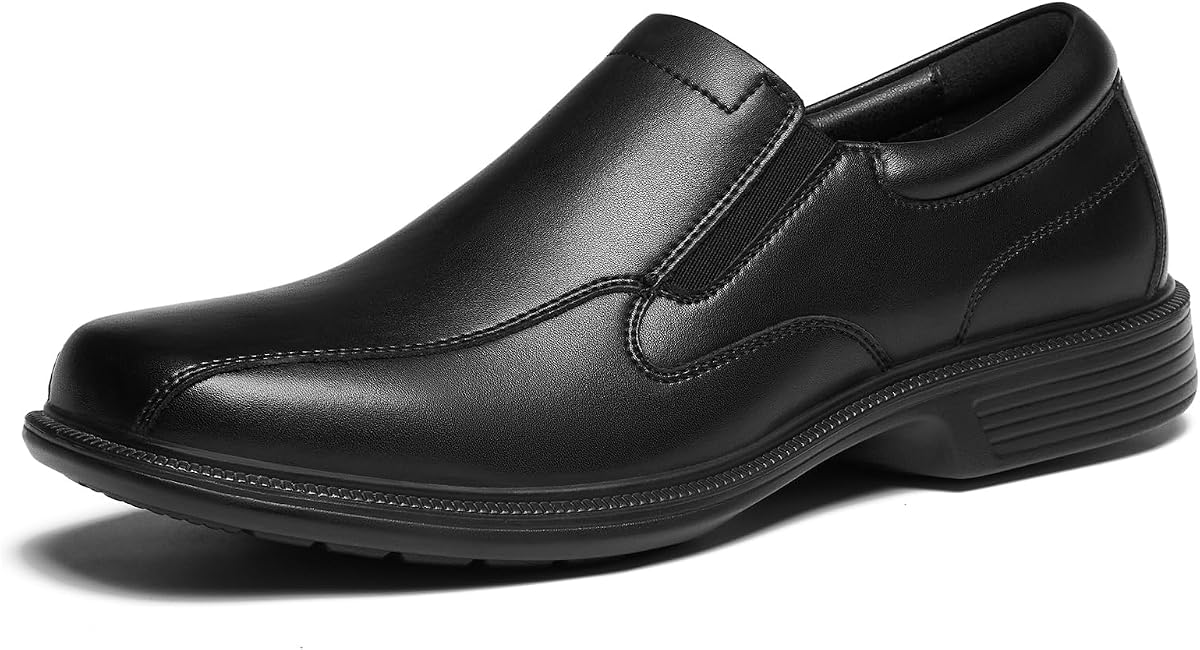HEEZ Mocasines para hombre Zapatos de vestir sin cordones de cuero dividido | Formal Casual Negocios, Ancho Ancho Cómodo, Antideslizante