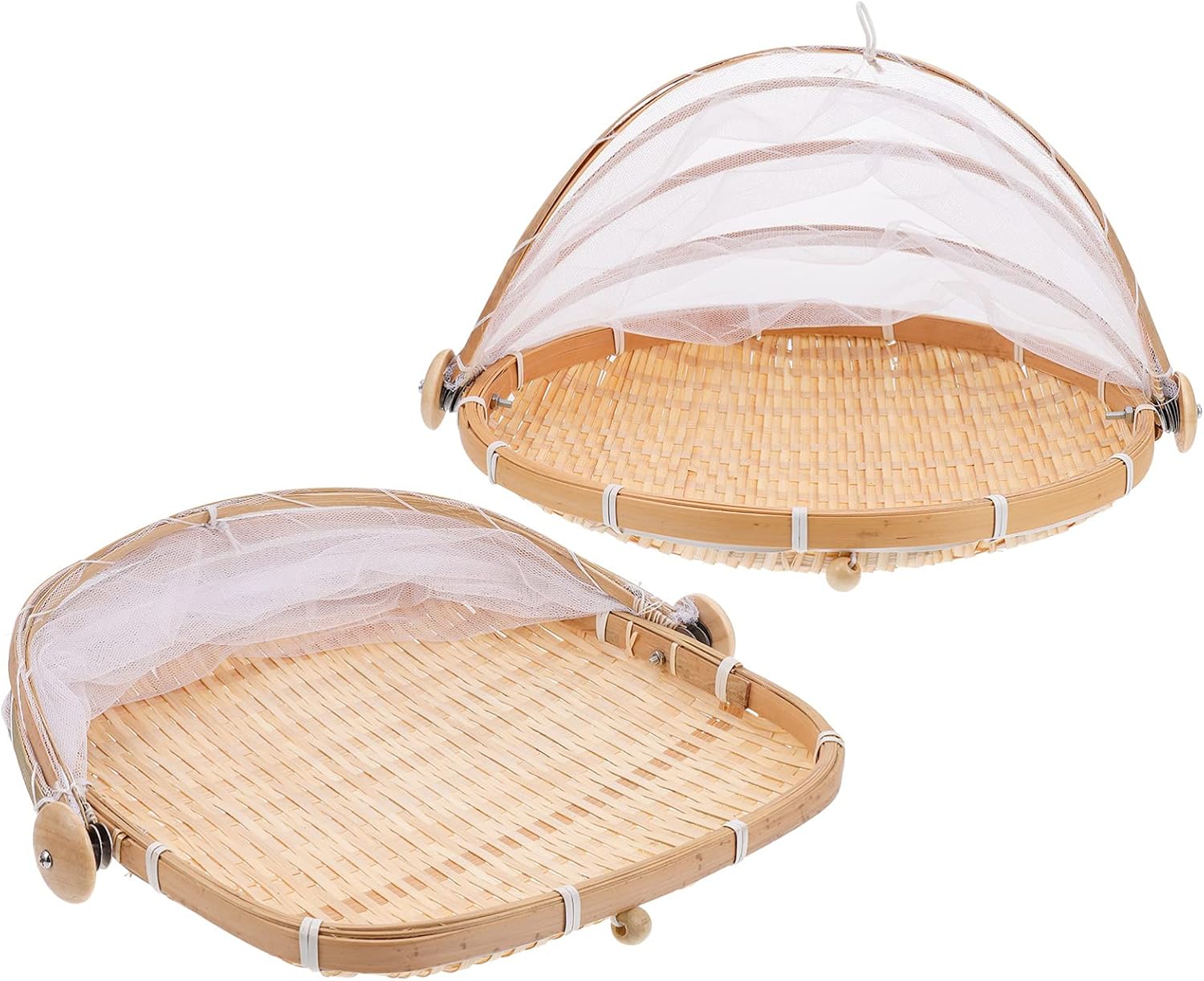 Food Tray Outdoor Food Covers 2pcs Covered Serving Tent Basket Picnic Basket Tent with Mesh Cover for Vegetable Fruit Bread Fruit Tray