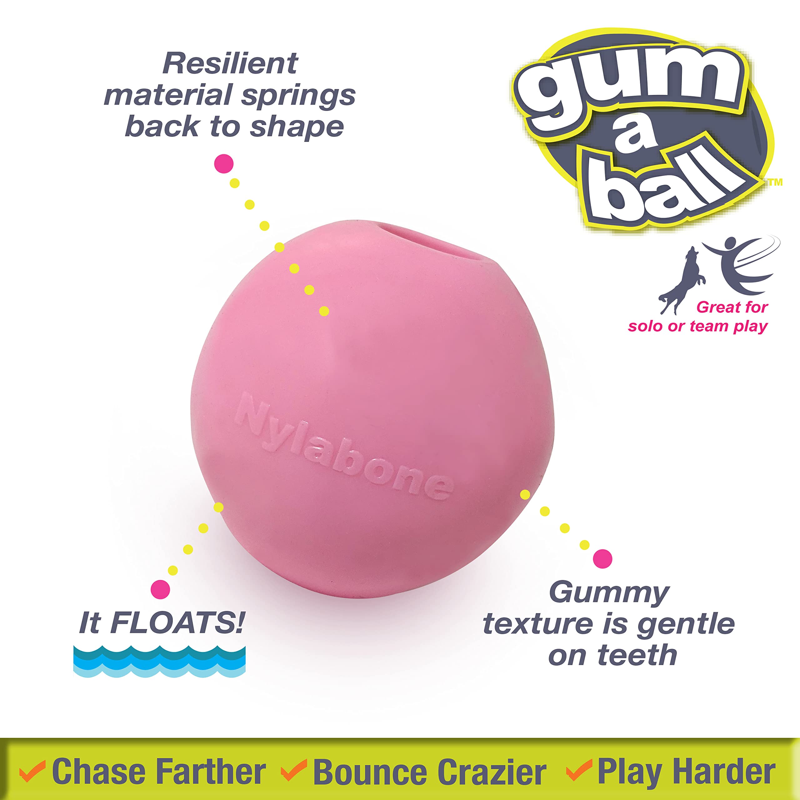 Nylabone Power Play Gum-a-Ball Spielzeug für Hunde, Einheitsgröße (2 Stück)