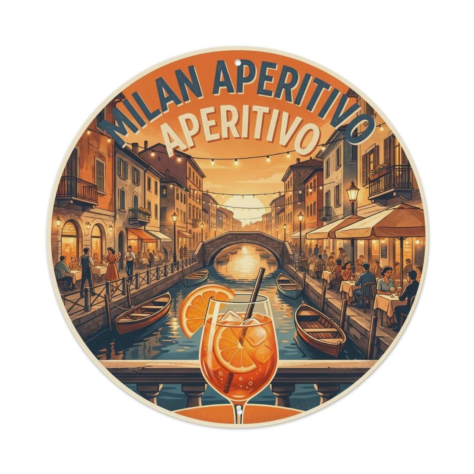 Milan Italy Food Culture Travel Aperitivo Vintage Metal Tin Sign