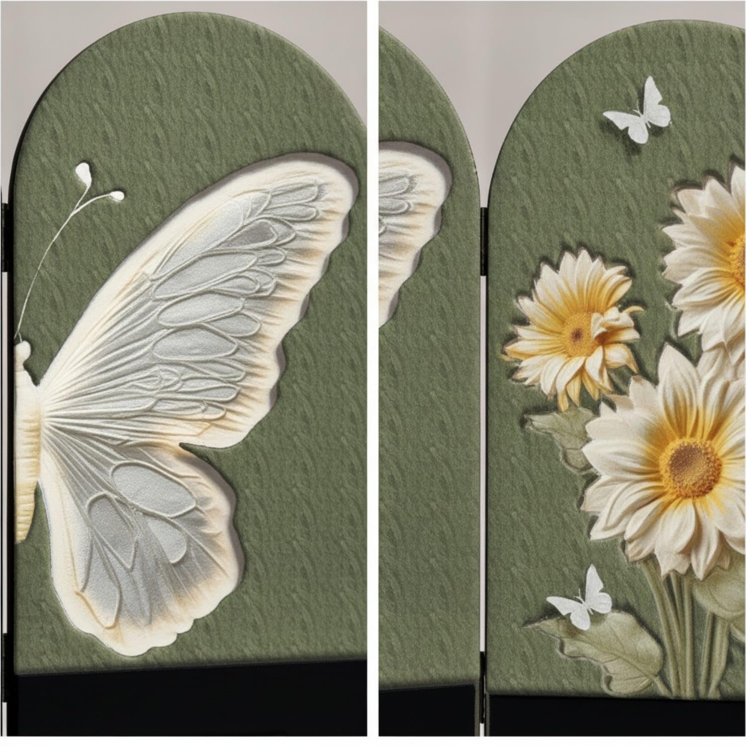 Three-Panel Tabletop Decorative Screen Arched Decorative Screen Freestanding Desktop Display Minimalist for Entryway, Dresser, Living Room, 30x20cm, Butterfly B-picture-23
