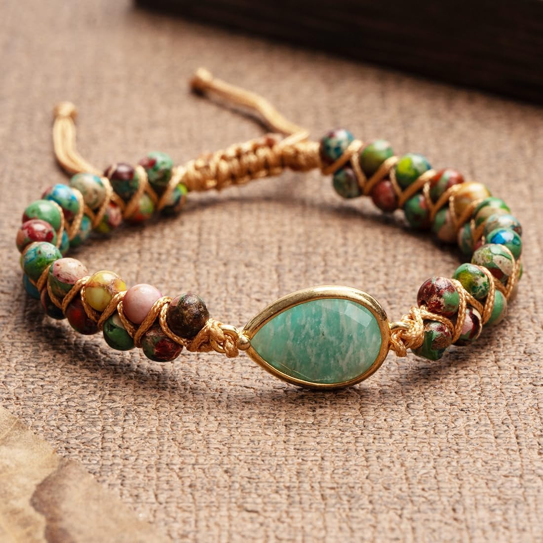 Adjustable Handmade Stone Beads Beaded Waterdrop Wrap Bracelets for Women