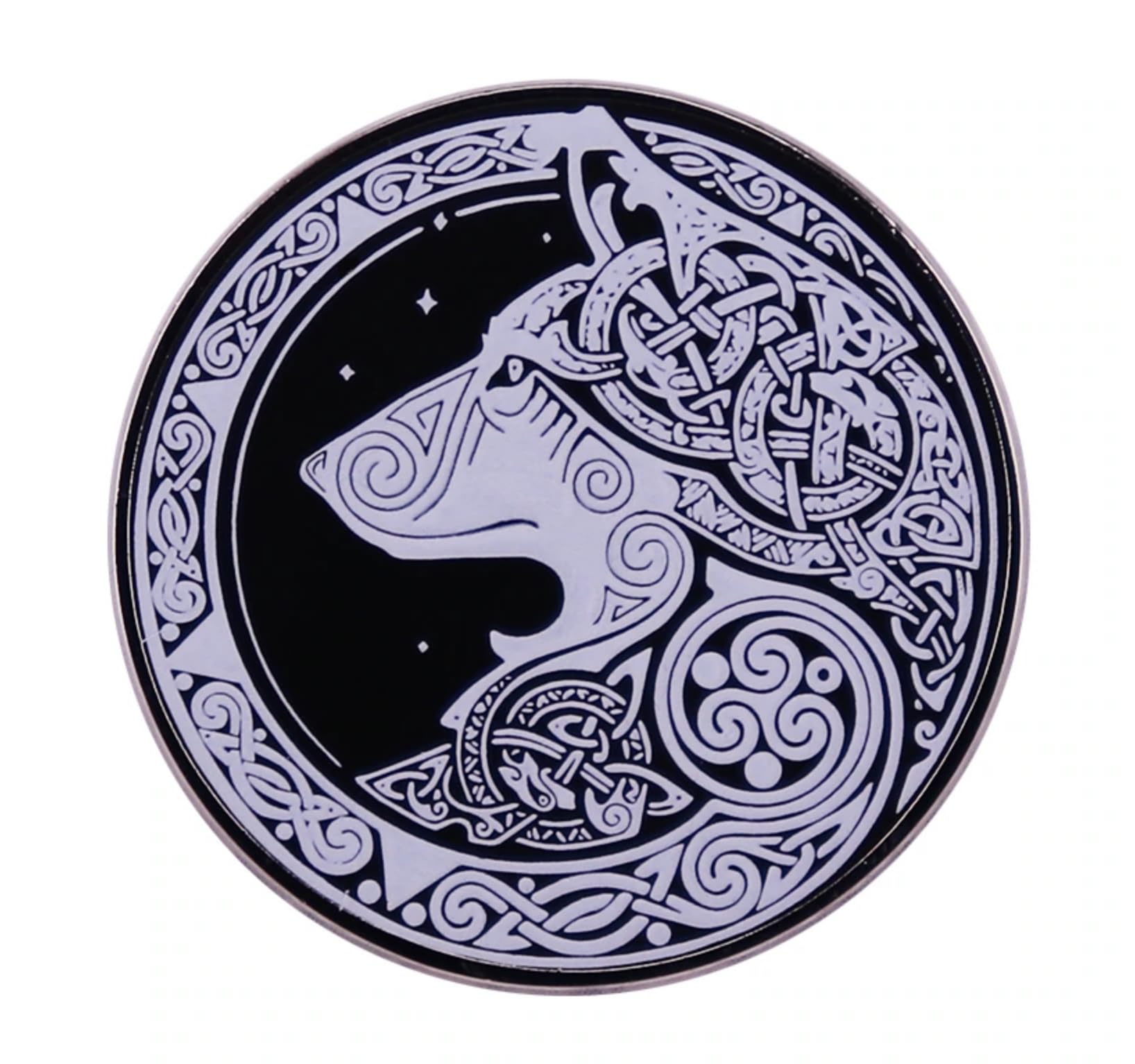 PinstantFenrir Wolf Celtic Norse Viking Knot God Odin Ragnarok 1.2" Enamel Pin Badge, 1.2 Inches Tall, Enamel, metal