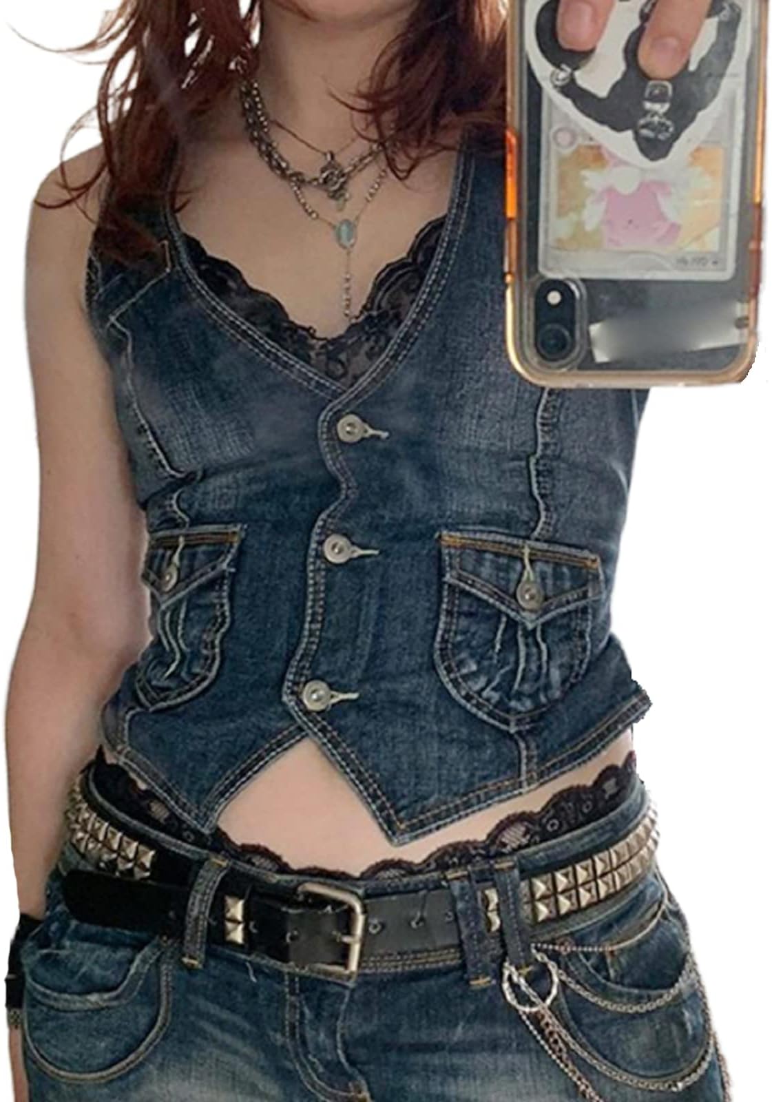 Women's Button Waistcoat Vest Dressy Crop Corset Bustier Racerback Tank Top Punk Grunge Streetwear