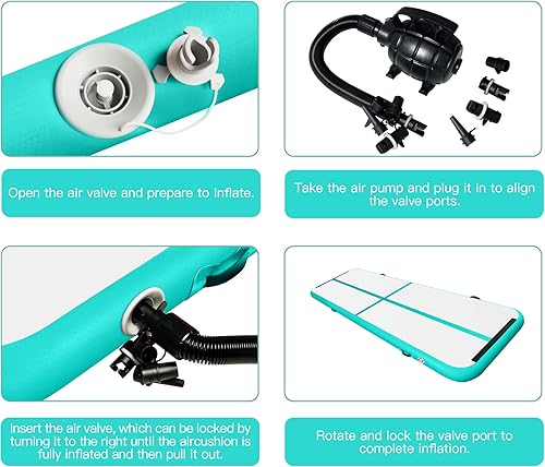 Miniatura 6 de Kangaroo Hoppers Colchoneta de aire  Colchoneta de 1013 pies con 4 pulgadas de grosor y bomba de aire eléctrica  Adecuado para el hogar, al aire