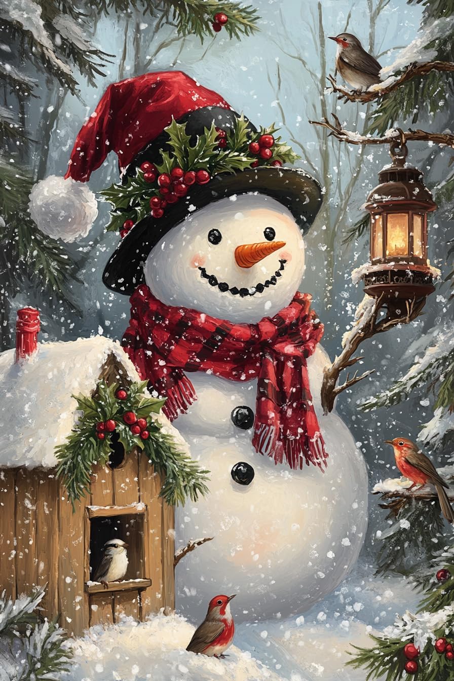 Moohue Cross Stitch Supplies 14 Counted Stamped Cross Stitch Kits for Adults Cross Stitch Kits Winter Animals Birds Bear Printed Pattern Needlepoint Kits (Winter Birds Bear 1)